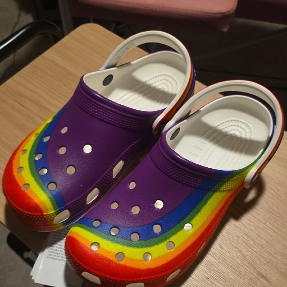 CROCS Shoes - CROCS Purple Rainbow Mules